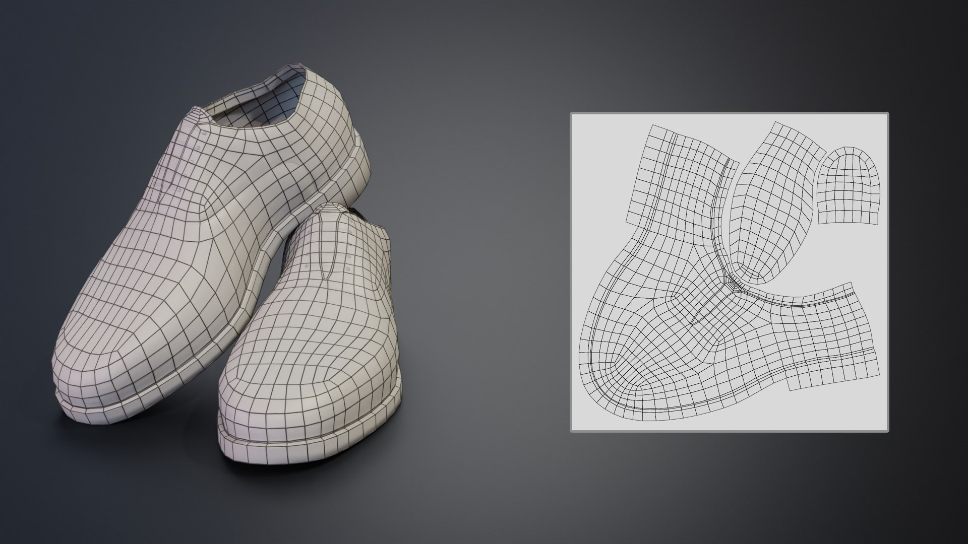 Classic Men Leather Shoes - Realistic and Game-Ready 3D model https://p.turbosquid.com/ts-thumb/P8/iMxcqp/44/shoeswireframe6withuv/png/1739466548/1920x1080/fit_q87/6cbdaf55a20e75685dae51daad8430119de96bc1/shoeswireframe6withuv.jpg