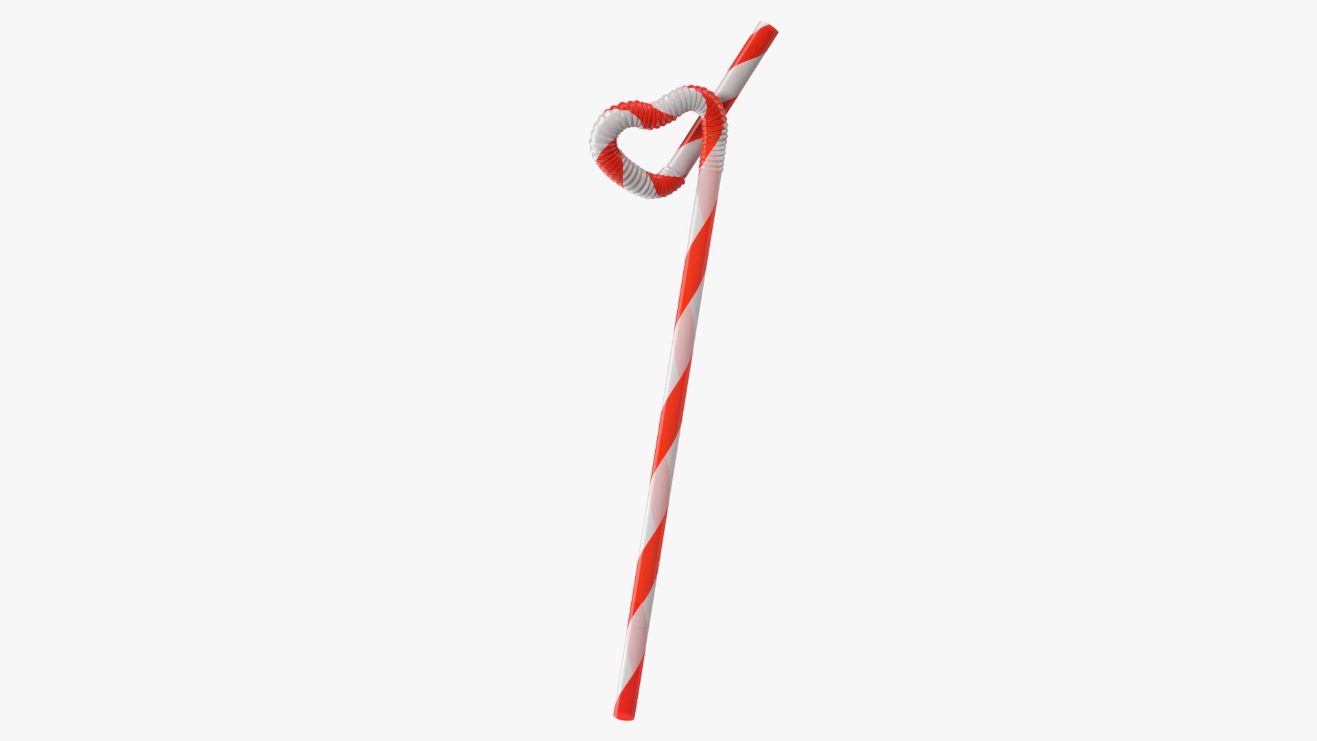 Heart Shaped Drinking Straw Diagonal Stripes 3D model preview