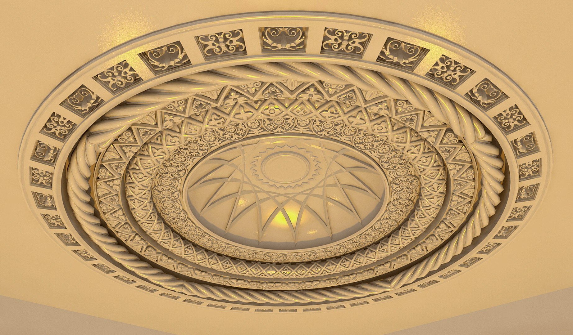 Rosette Moulding Ceiling 3d X
