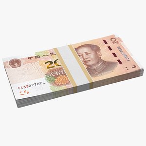 3D Pack of Chinese 20 Yuan 2019 Banknotes model