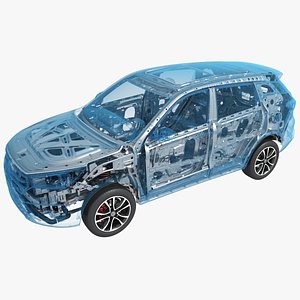 Hybrid Electric SUV frame Chassis X-Ray 3D model