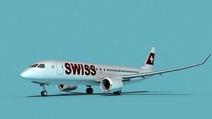 Bombardier CS100 Swiss Air 3D model