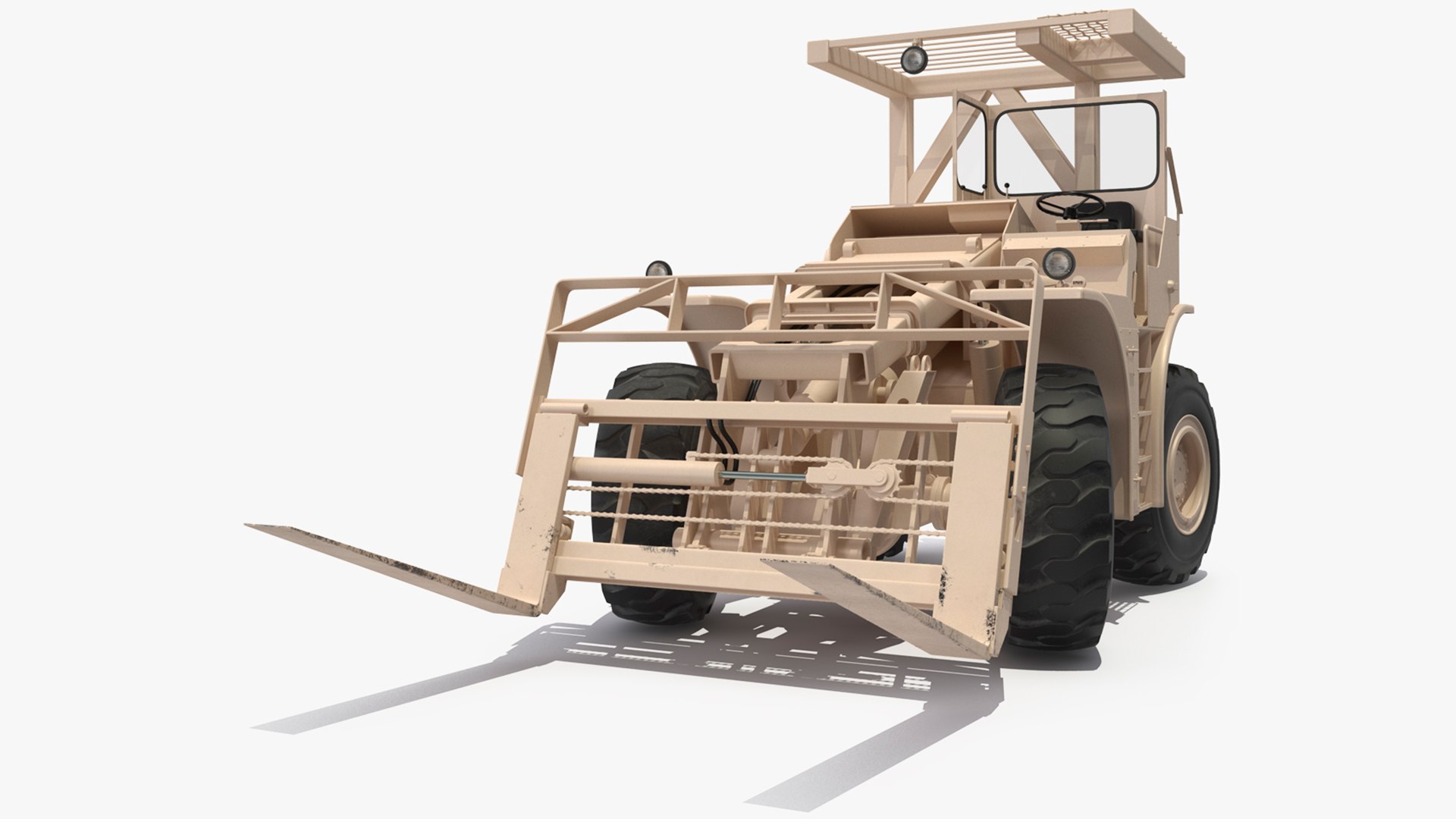 Pettibone Rough Terrain Military Forklift Sand Rigged 3D model preview