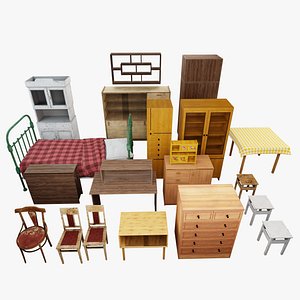 3D Old furniture assets pack model