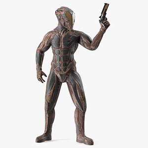 Futuristic Armored Warrior with Gun 3D