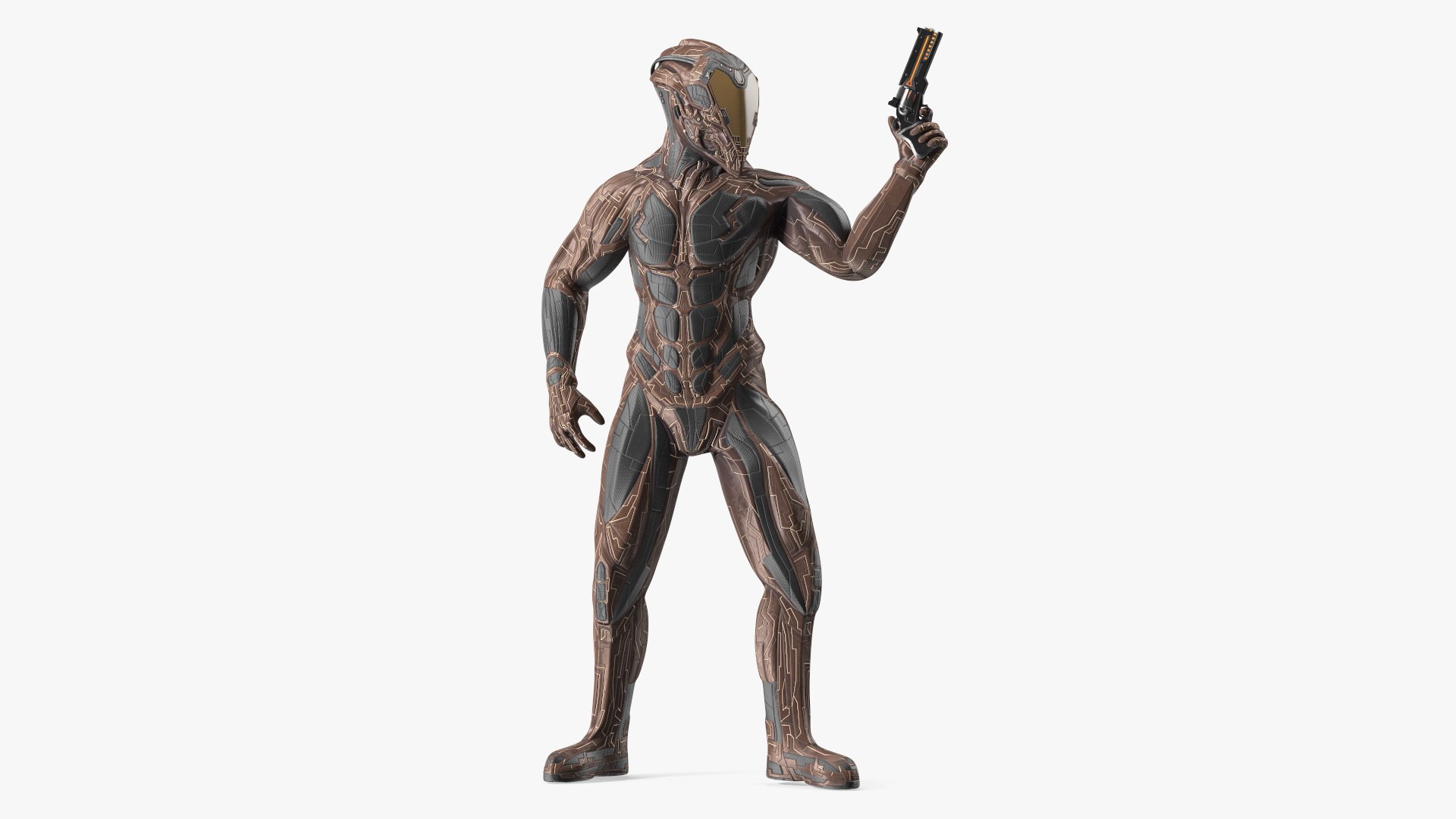 Futuristic Armored Warrior with Gun