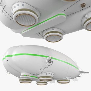 Futuristic Hybrid Transport Airship White with Interior Rigged for Maya