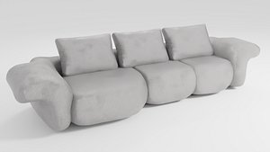 Soft sofa in light colors in a modern style 3D model