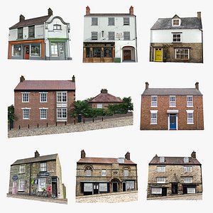 Photorealistic Old English Buildings City Set 5
