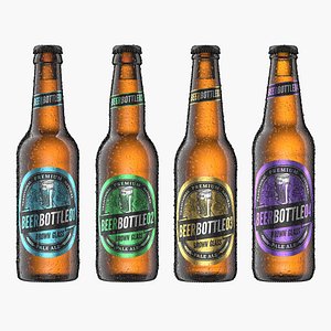 Brown Glass Beer Bottle Collection 3D