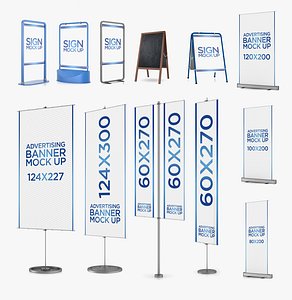 sign banners pack 12 3D model