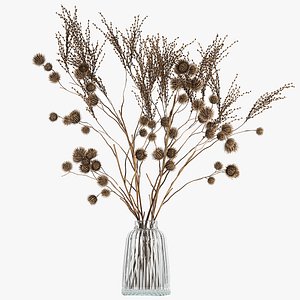 Bouquet of dried flowers in a glass vase 183