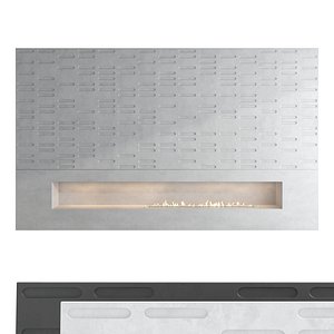 Decorative wall with fireplace set 48 3D