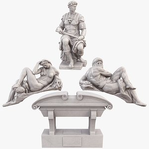 Giuliano Medici Tomb Statues 3D model