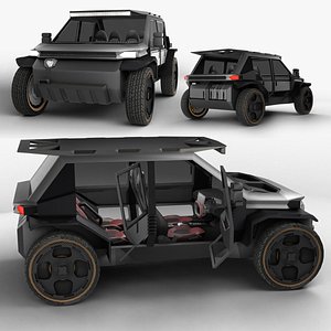3D SIFI JEEP Game Ready Lowpoly Model