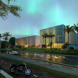 Commercial building Revit Lumion with 3d grass