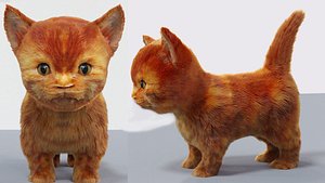 3D model cute hair fur cat