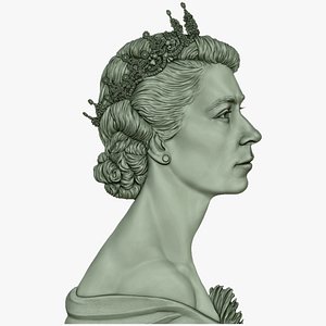 Young Queen Elizabeth II coin portrait 3D model