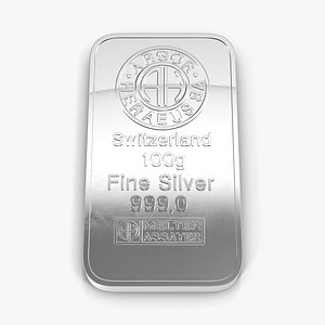 3d silver bar 100g