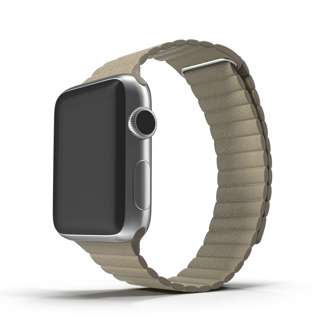 Apple Watch 38mm Magnetic Closure Stone Leather Loop 3D Model 3D model preview