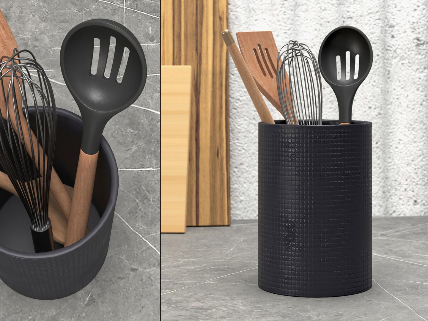 Matte Black Utensil Holder model https://p.turbosquid.com/ts-thumb/PA/3GVu0W/pS/matteblackutensilholder_04/jpg/1708098726/1920x1080/fit_q87/f8024aa114dec5839754546926ddd2233d2f8b54/matteblackutensilholder_04.jpg