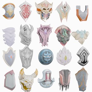 20 STYLIZED SHIELD MODELS PACK 1 - LOW POLY MODEL 3D model