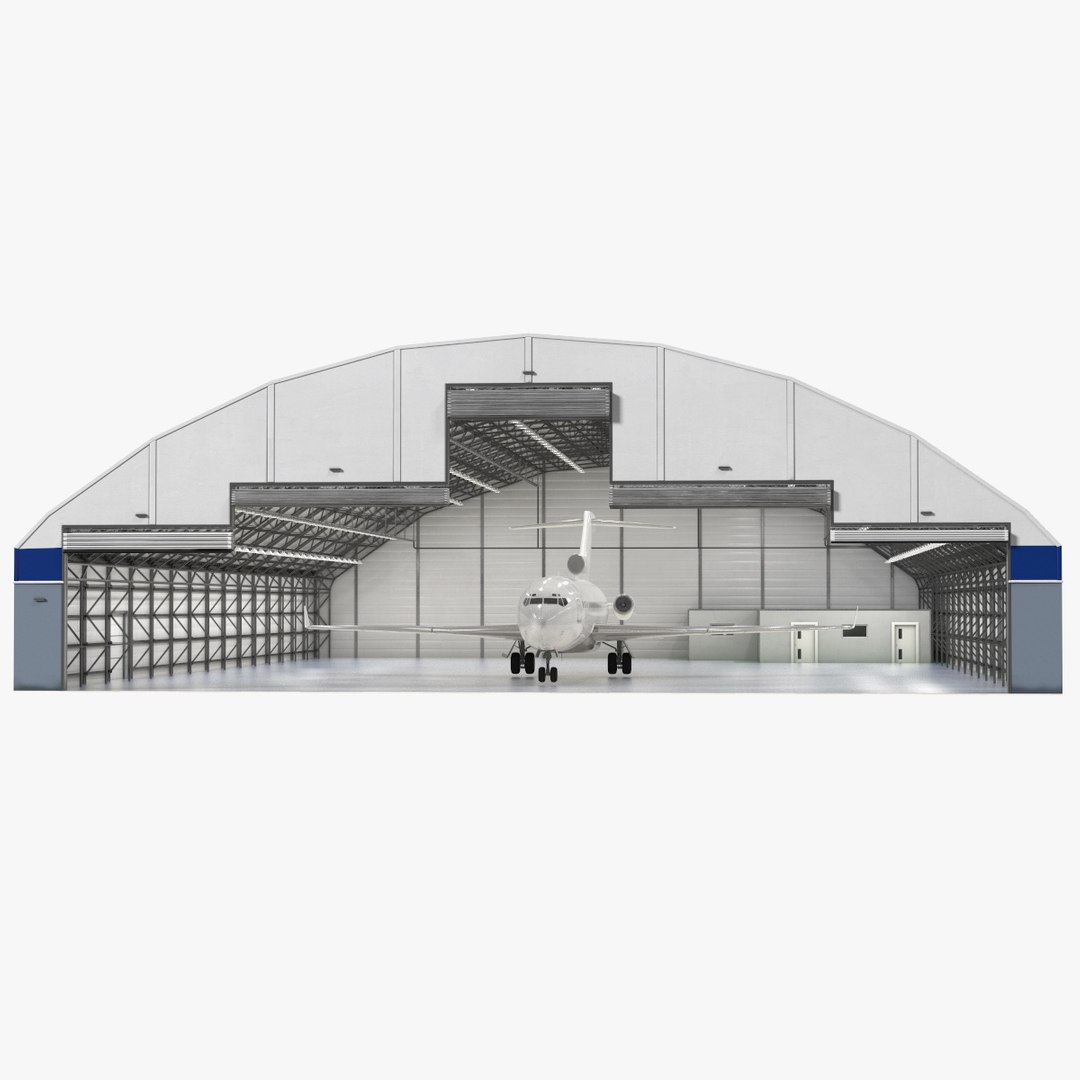 Boeing 727 100 Private Generic Maintained In Aircraft Hangar Rigged 3D model preview