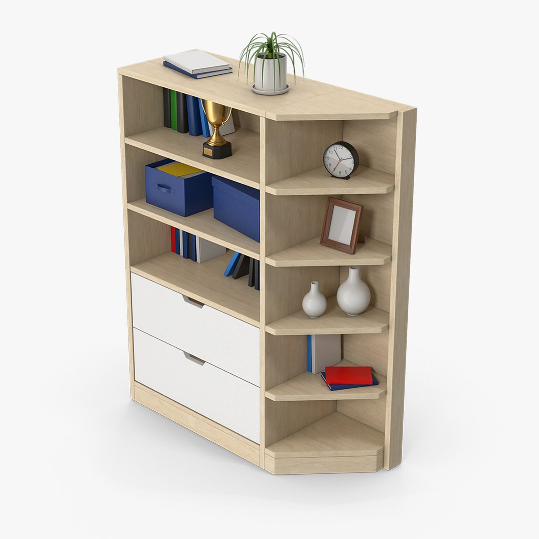 3D Wooden Bookcase Cabinet Set Model - TurboSquid 2065695