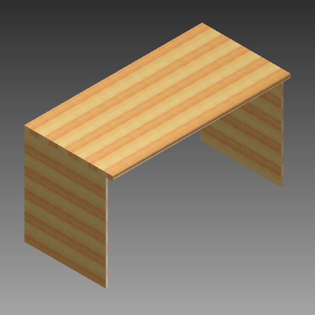 3d Pine Office Desk Model