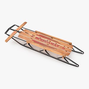 3D Vintage Snow Sled
