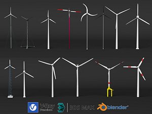 3D Collection of Various Wind Turbines
