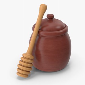 3D Honey Pot With Dipper model