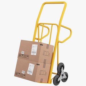 3D Hand Truck With Packages