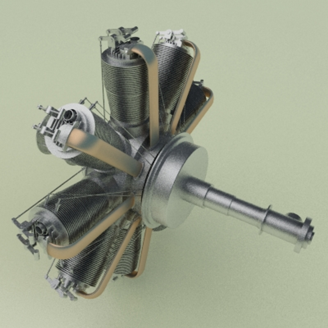 ww1 clerget rotary engine 3d max