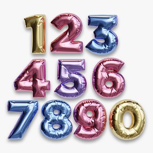 Balloons numbers birthday 3D model
