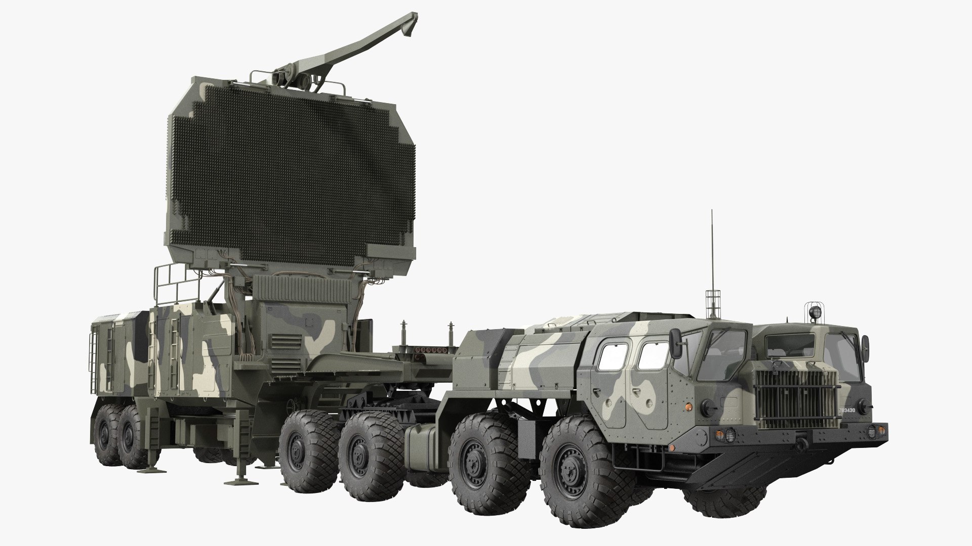 MAZ 74106 with 64N6 Big Bird Radar Camouflage 3D model preview