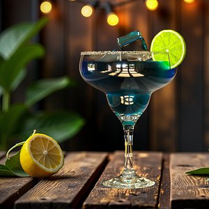 3D Blue Margarita Cocktail