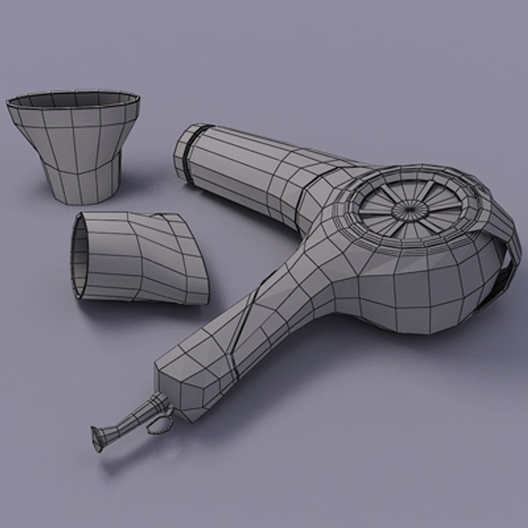 3d Glamourous White Hairdryer Hair Style Model