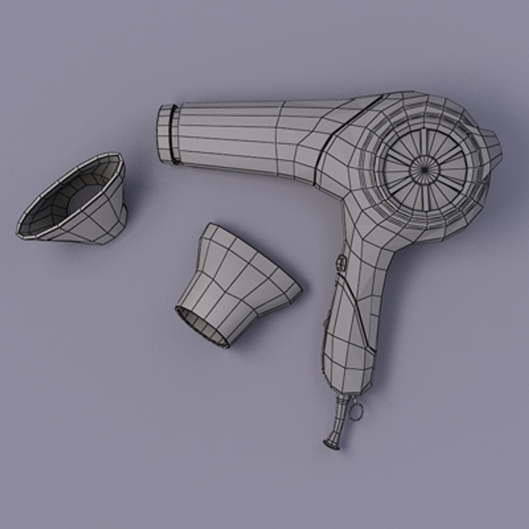 3d Glamourous White Hairdryer Hair Style Model