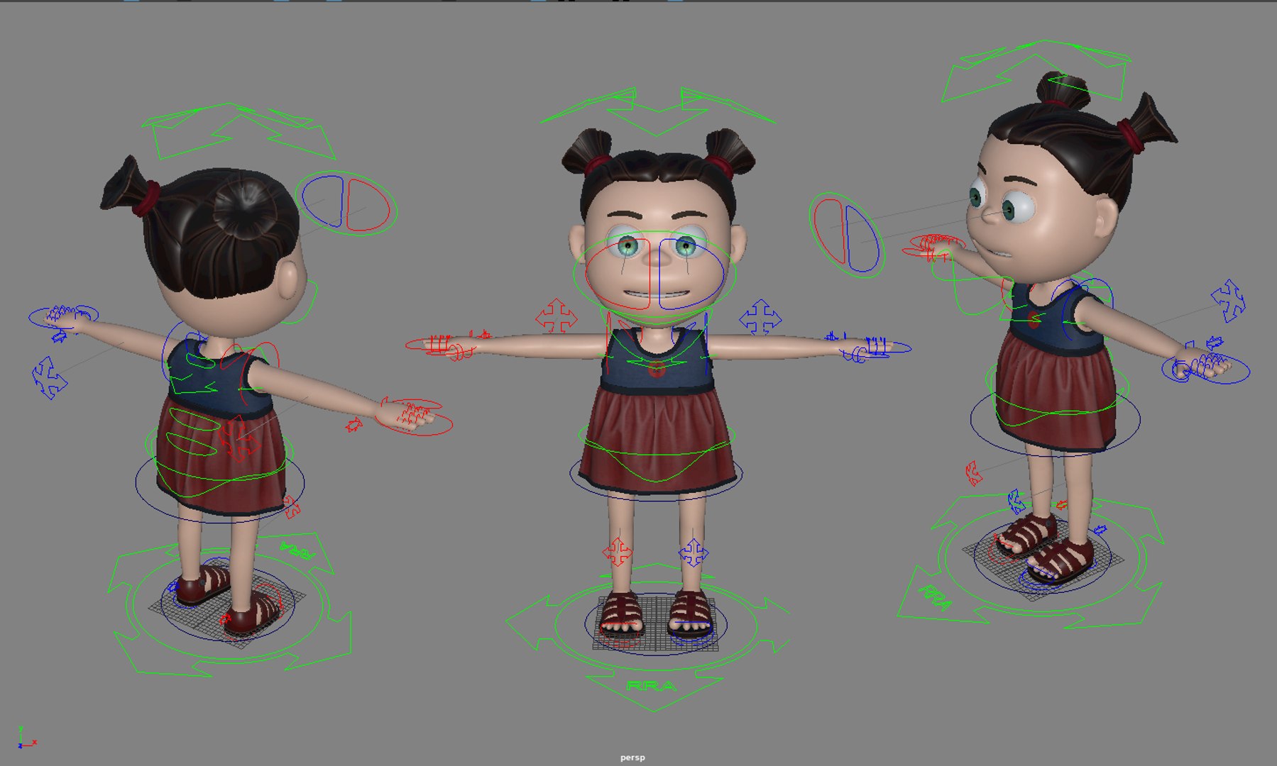 Cartoon girl rig model - TurboSquid 1355922