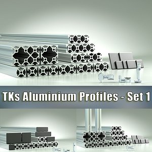 set 1 aluminium profiles 3D model