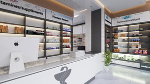 3D model Interior Design Pharmacy with Vegetations
