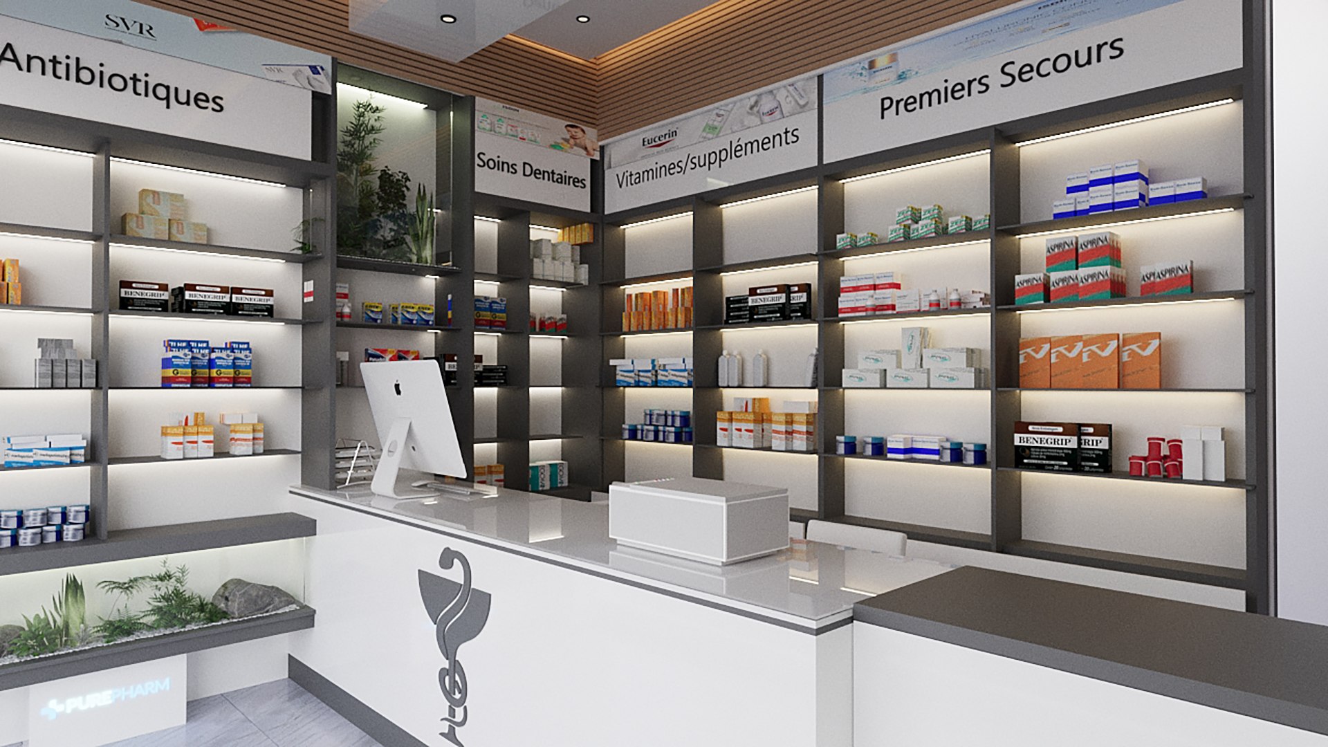 3D Model Interior Design Pharmacy With Vegetations - TurboSquid 2438974