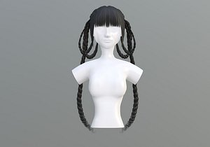 Ponytails Stylized Hair 3D model