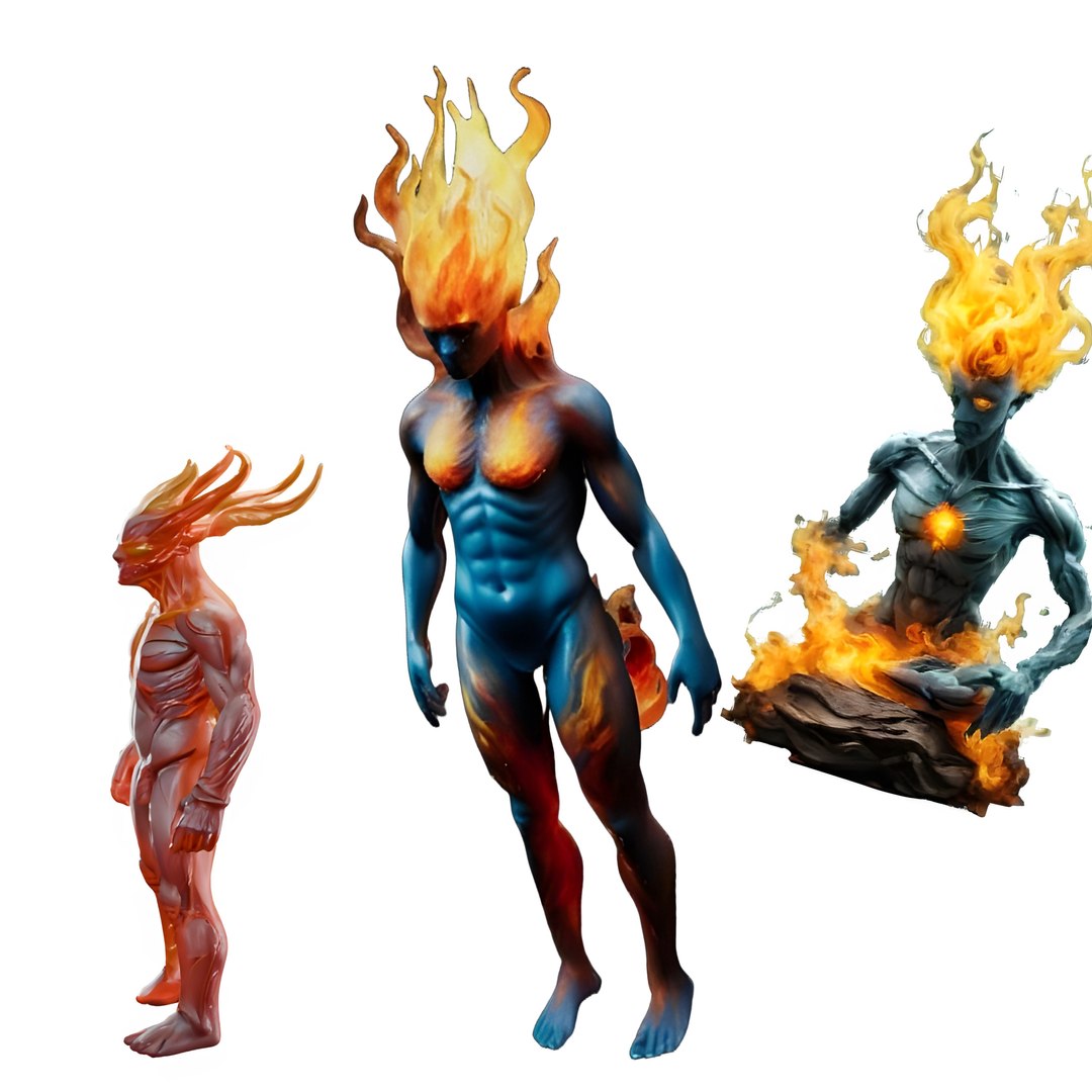 Flame Sentinel - Elemental Fire Being Statue 3D Model - TurboSquid 2297032