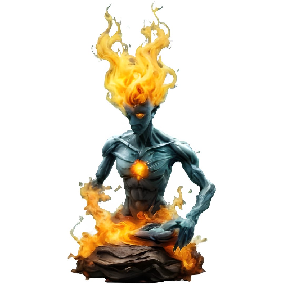 Flame Sentinel - Elemental Fire Being Statue 3D Model - TurboSquid 2297032