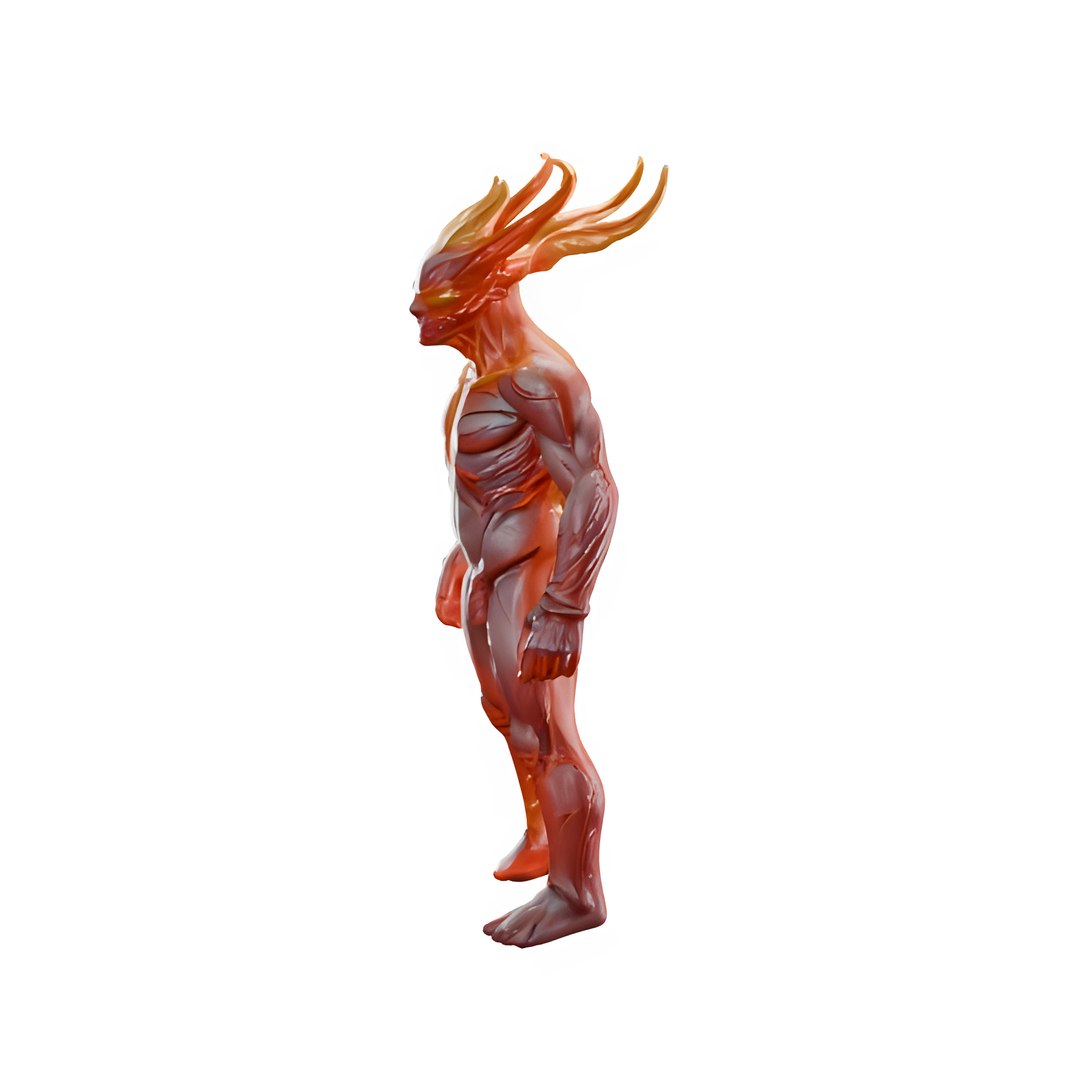 Flame Sentinel - Elemental Fire Being Statue 3D Model - TurboSquid 2297032