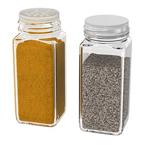 Clear Square Spice Jar with kari and pepper
