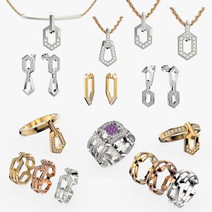 3D Fashion jewelry chains full set 3D Model Collection