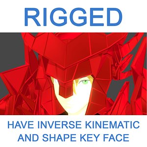 Rigged Red Dragon Knight with Zweihander
